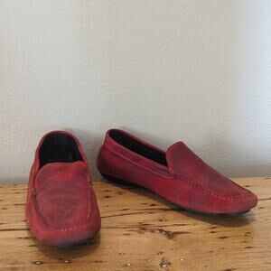 Donald J. Pliner Made in Italy Vesta Red Distressed Driving Mocassins Size 6.5